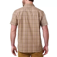 Men's Lucky Brand Workwear Short Sleeve Printed Cotton Slub Plaid Workshirt
