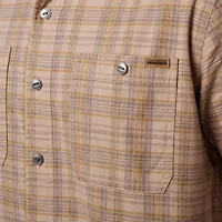 Men's Lucky Brand Workwear Short Sleeve Printed Cotton Slub Plaid Workshirt