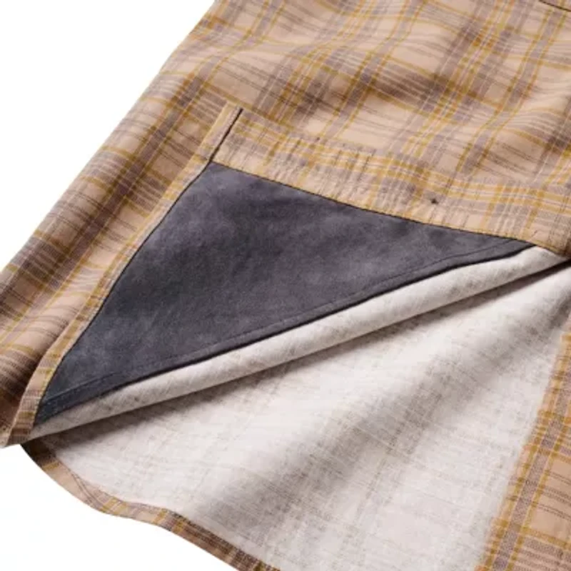 Men's Lucky Brand Workwear Short Sleeve Printed Cotton Slub Plaid Workshirt