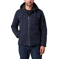 Men's Lucky Brand Workwear Full Zip Hooded Canvas Chore Coat with Sherpa Lining
