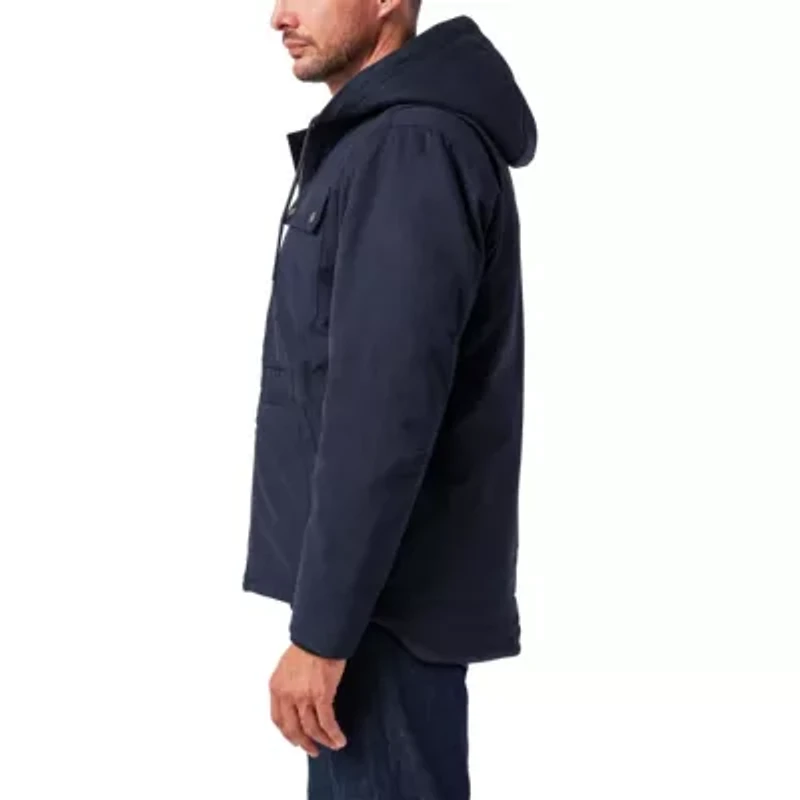 Men's Lucky Brand Workwear Full Zip Hooded Canvas Chore Coat with Sherpa Lining