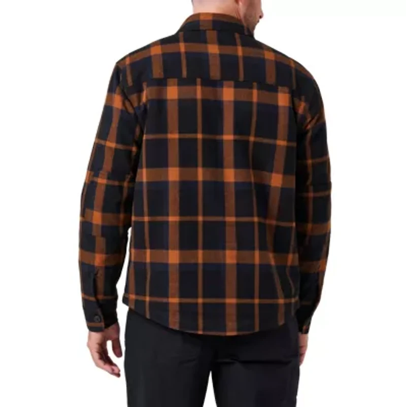 Men's Lucky Brand Workwear Yarn Dyed Flannel Shirt Jacket with Sherpa Lining