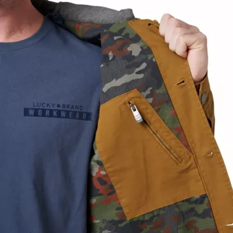 Men's Lucky Brand Workwear Canvas Trucker Jacket with Knit Hood