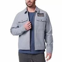 Men's Lucky Brand Workwear Yarn Dyed Herringbone Stripe Gas Station Jacket