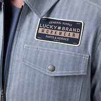 Men's Lucky Brand Workwear Yarn Dyed Herringbone Stripe Gas Station Jacket