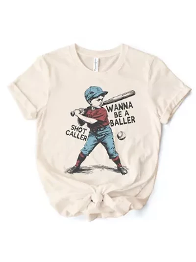 Baseball Retro T-Shirt Wanna Be a Baller