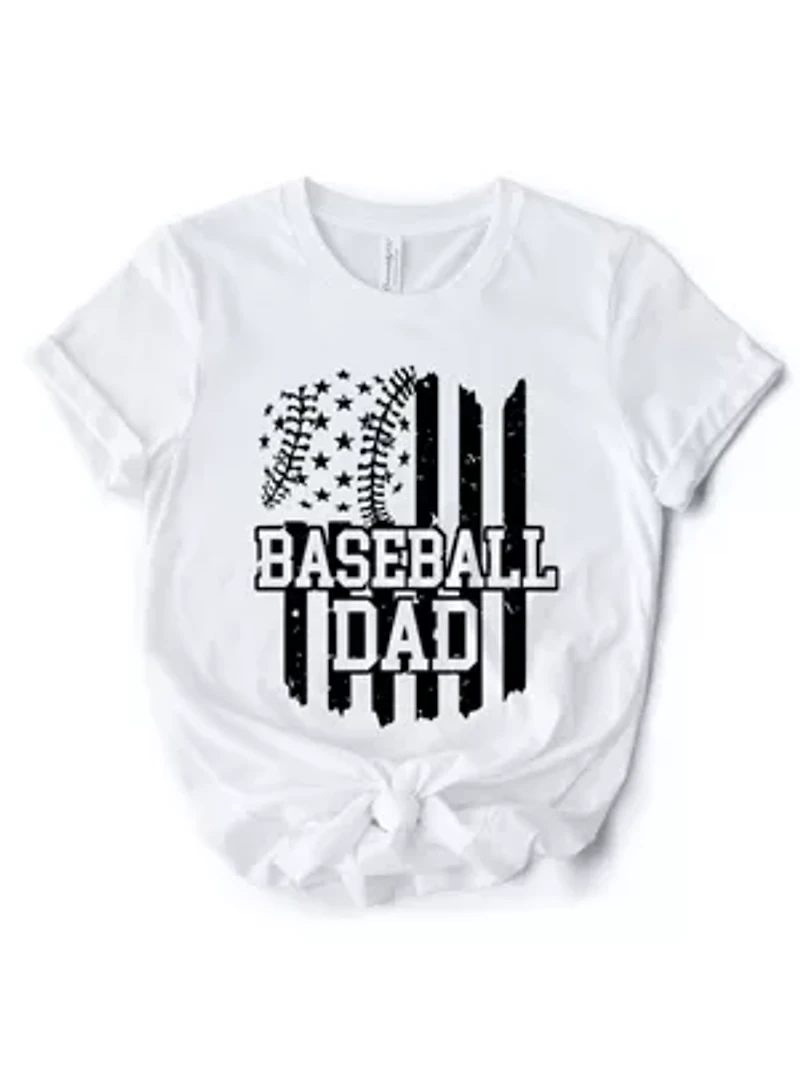 Baseball Dad T-Shirt Patriotic Tee for Sports Fathers