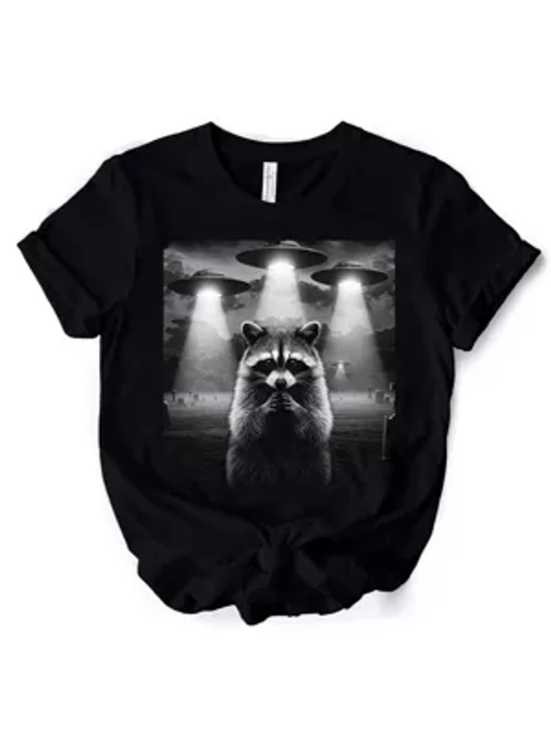 Funny Raccoon UFO T-Shirt