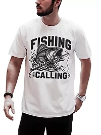 Fishing Is Calling Outdoor Tee for Fishermen Dads
