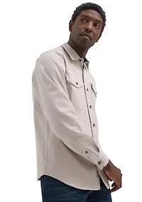 Men's Solid Twill Snap Front Shirt