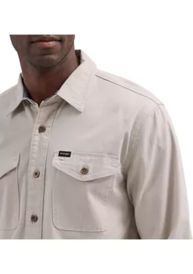 Men's Solid Twill Snap Front Shirt