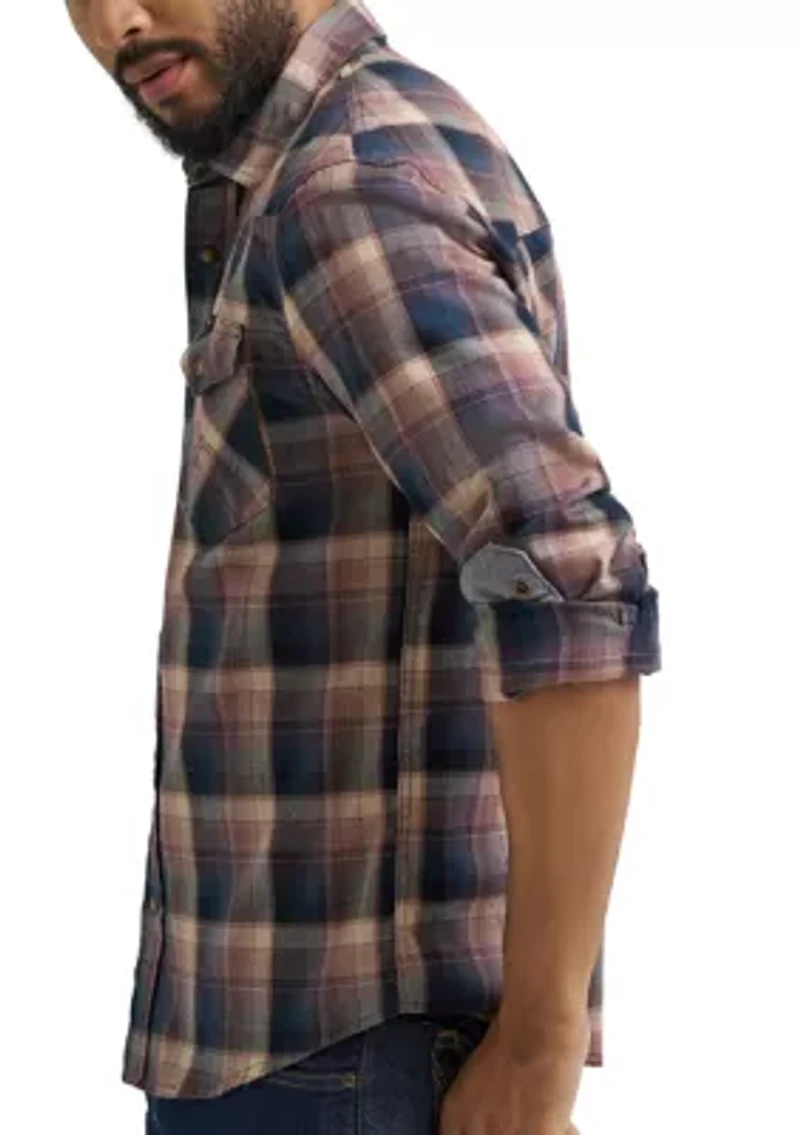 Men's Broken Twill Long Sleeve Plaid Shirt