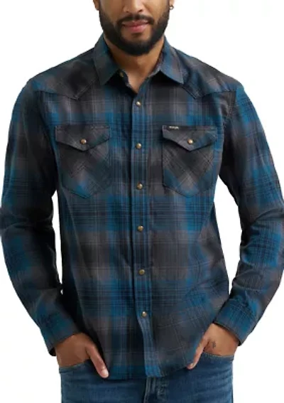 Men's Broken Twill Long Sleeve Plaid Shirt