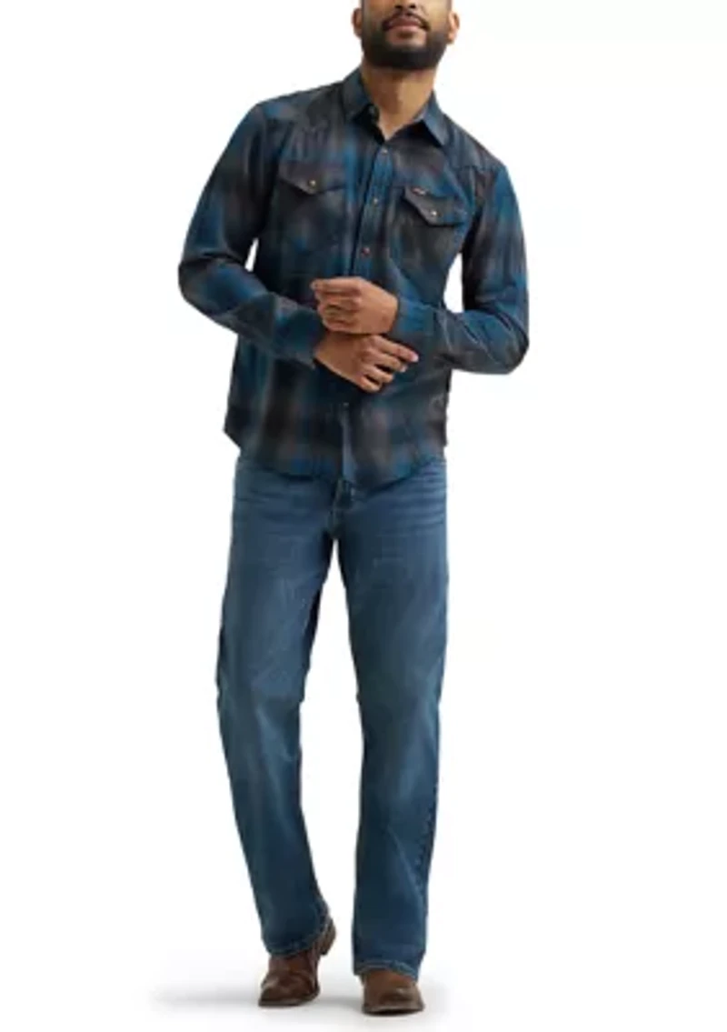 Men's Broken Twill Long Sleeve Plaid Shirt