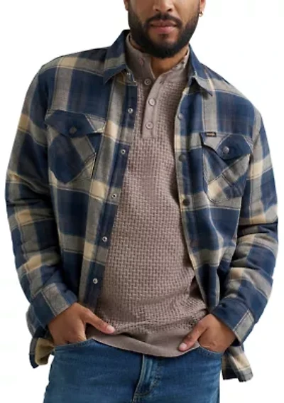 Men's Plaid Printed Sherpa Lined Flannel Shirt