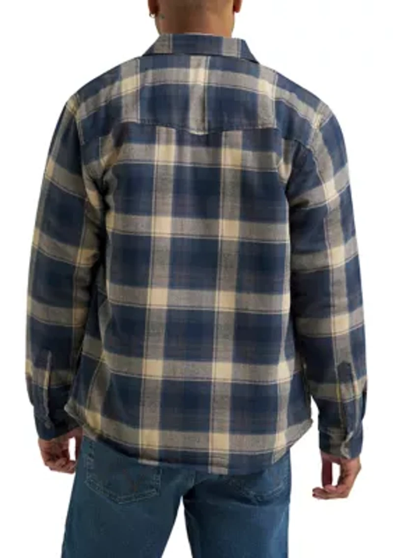 Men's Plaid Printed Sherpa Lined Flannel Shirt