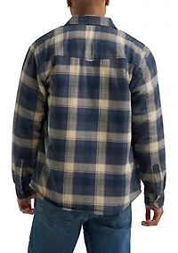 Men's Plaid Printed Sherpa Lined Flannel Shirt