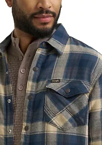 Men's Plaid Printed Sherpa Lined Flannel Shirt