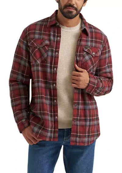 Men's Sherpa Lined Plaid Printed Shirt