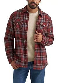 Men's Sherpa Lined Plaid Printed Shirt