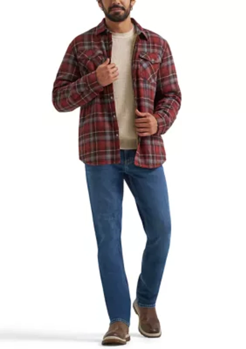 Men's Sherpa Lined Plaid Printed Shirt