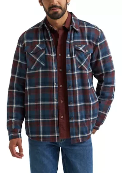 Men's Sherpa Lined Plaid Printed Shirt
