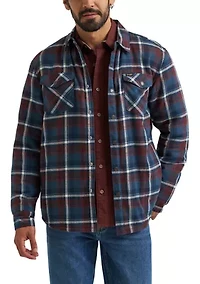 Men's Sherpa Lined Plaid Printed Shirt