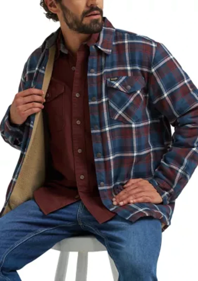Men's Sherpa Lined Plaid Printed Shirt