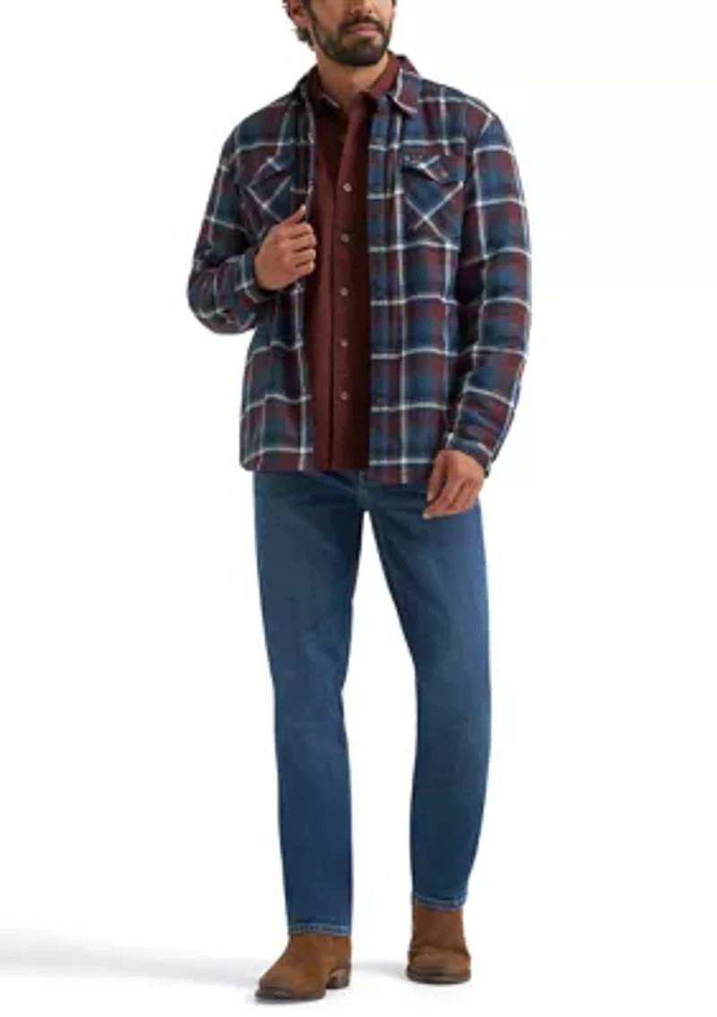 Men's Sherpa Lined Plaid Printed Shirt