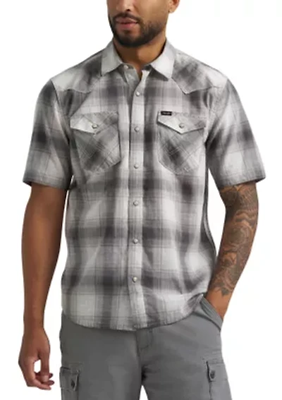Men's Short Sleeve Slub Paid Shirt
