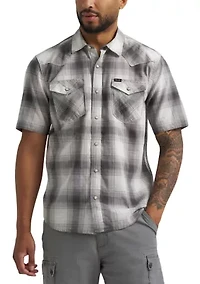 Men's Short Sleeve Slub Paid Shirt