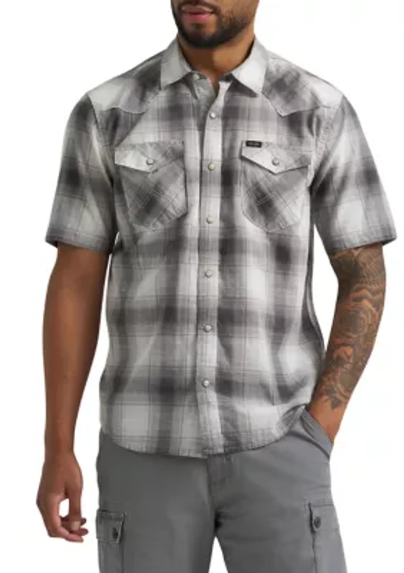 Men's Short Sleeve Slub Paid Shirt