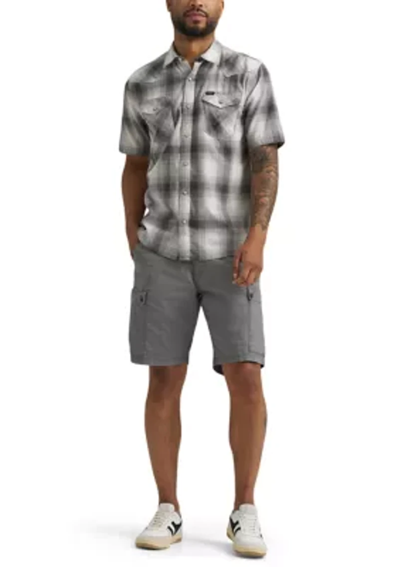 Men's Short Sleeve Slub Paid Shirt