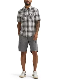 Men's Short Sleeve Slub Paid Shirt