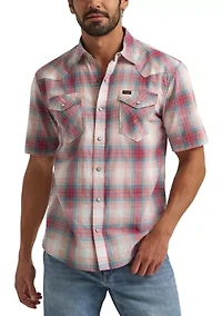 Men's Short Sleeve Slub Plaid Shirt