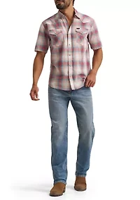 Men's Short Sleeve Slub Plaid Shirt