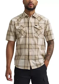 Men's Short Sleeve Slub Plaid Shirt