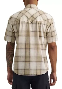 Men's Short Sleeve Slub Plaid Shirt