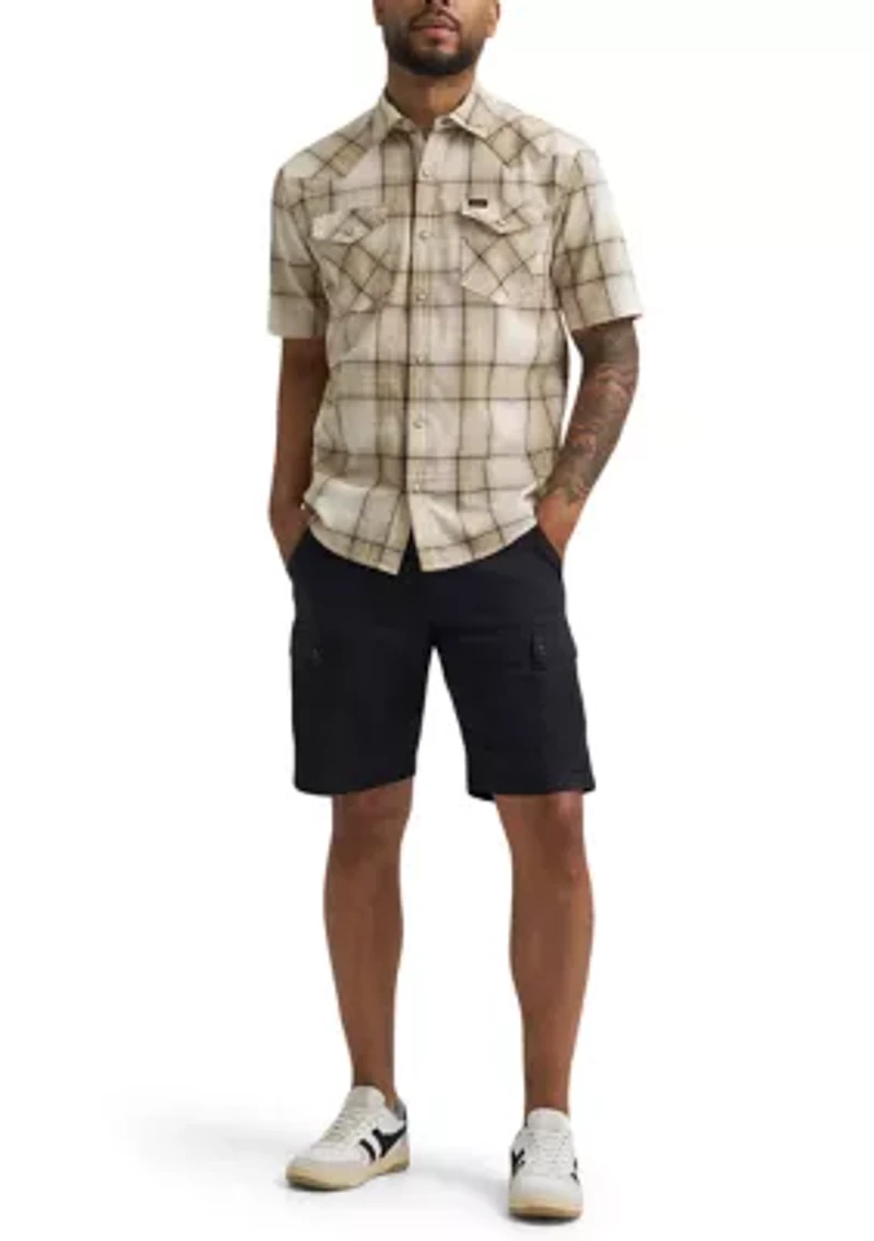 Men's Short Sleeve Slub Plaid Shirt