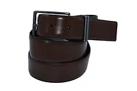 Brown Dress Leather Belt with Double Metal Loops