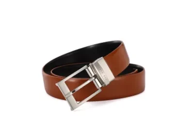 Cognac Reversible Leather Belt