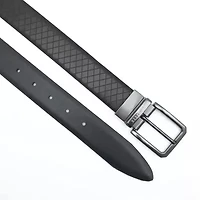 Brown Embossed Reversible Leather Belt