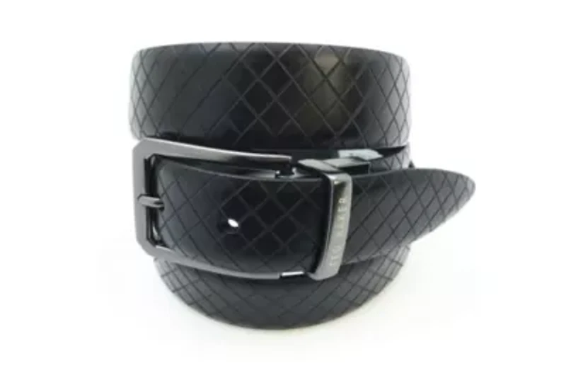 Brown Embossed Reversible Leather Belt