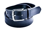 Black Herringbone Embossed Leather Belt