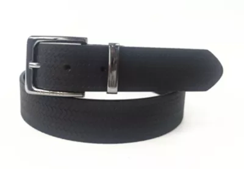 Black Embossed Leather Belt