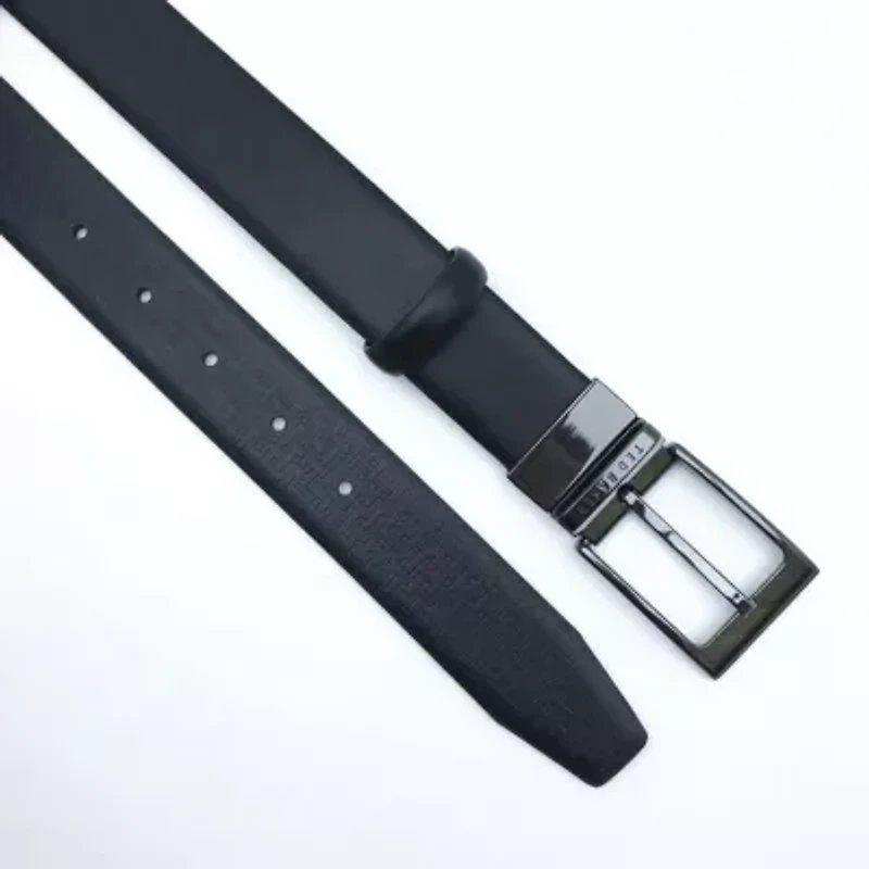 Reversible Black Logo Inside Double Loop Leather Belt