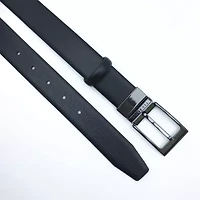 Reversible Black Logo Inside Double Loop Leather Belt