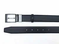 Reversible Black Logo Inside Double Loop Leather Belt