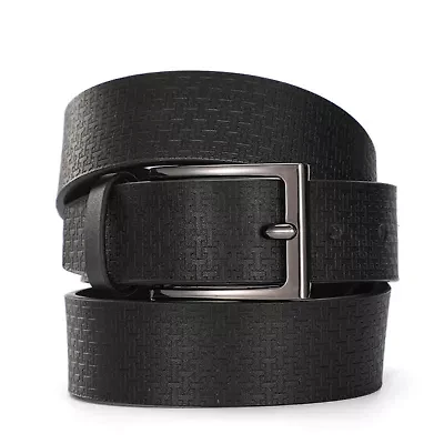 Black Allover Logo "T" Leather Belt