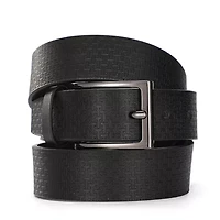 Black Allover Logo "T" Leather Belt